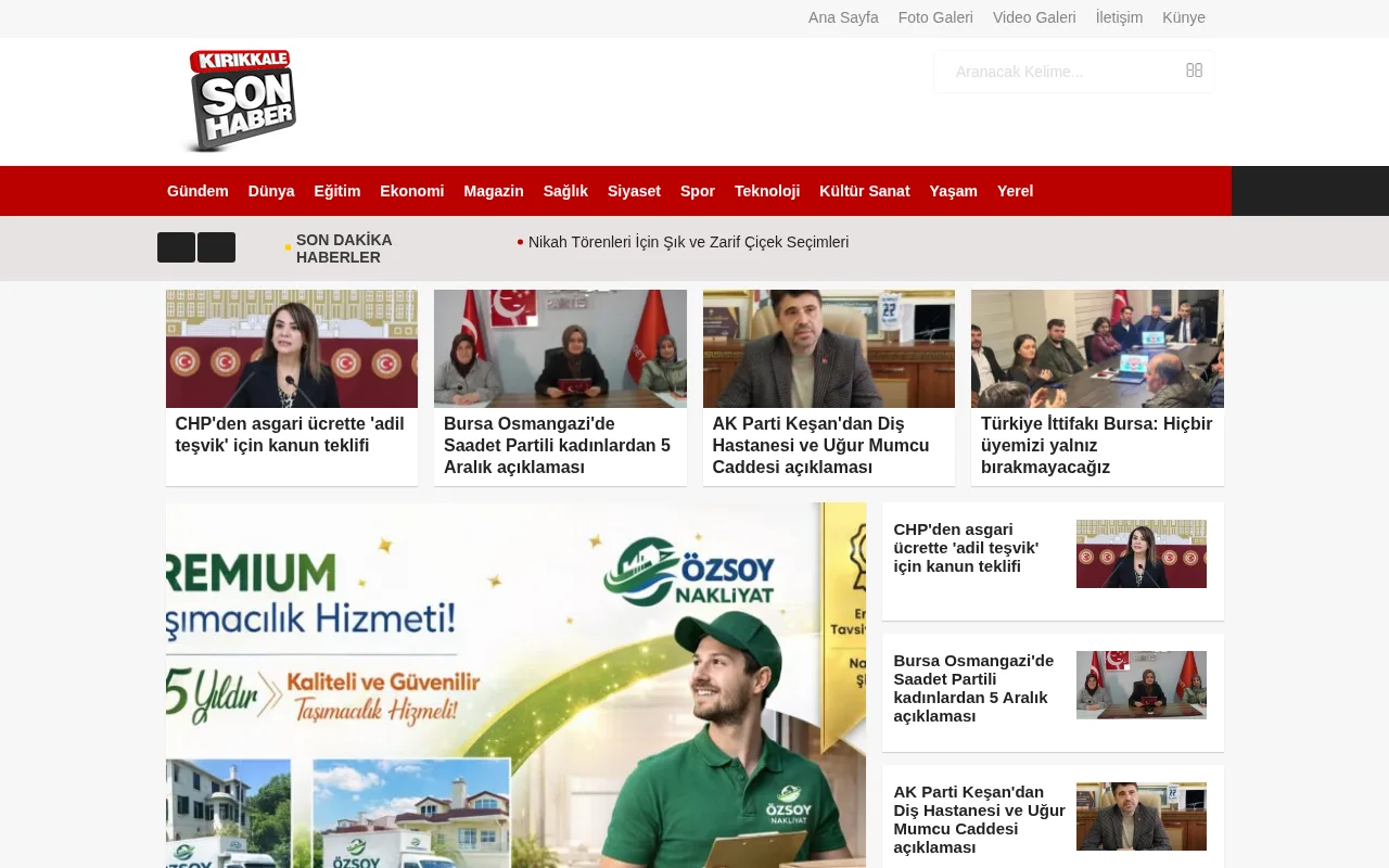 kirikkalesonhaber.com web sitesi ekran görüntüsü - Haber - DA 16