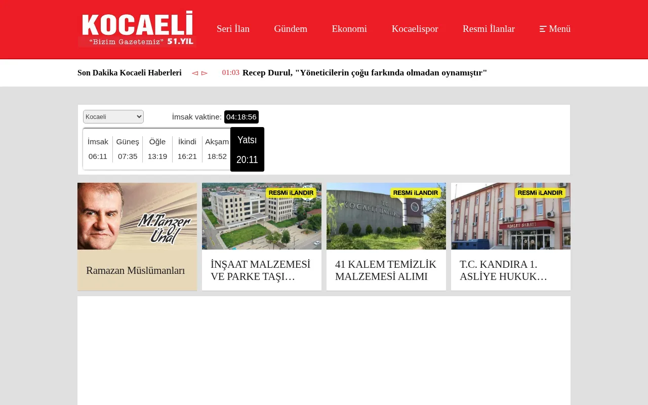 kocaeligazetesi.com.tr web sitesi ekran görüntüsü - Haber - DA 37