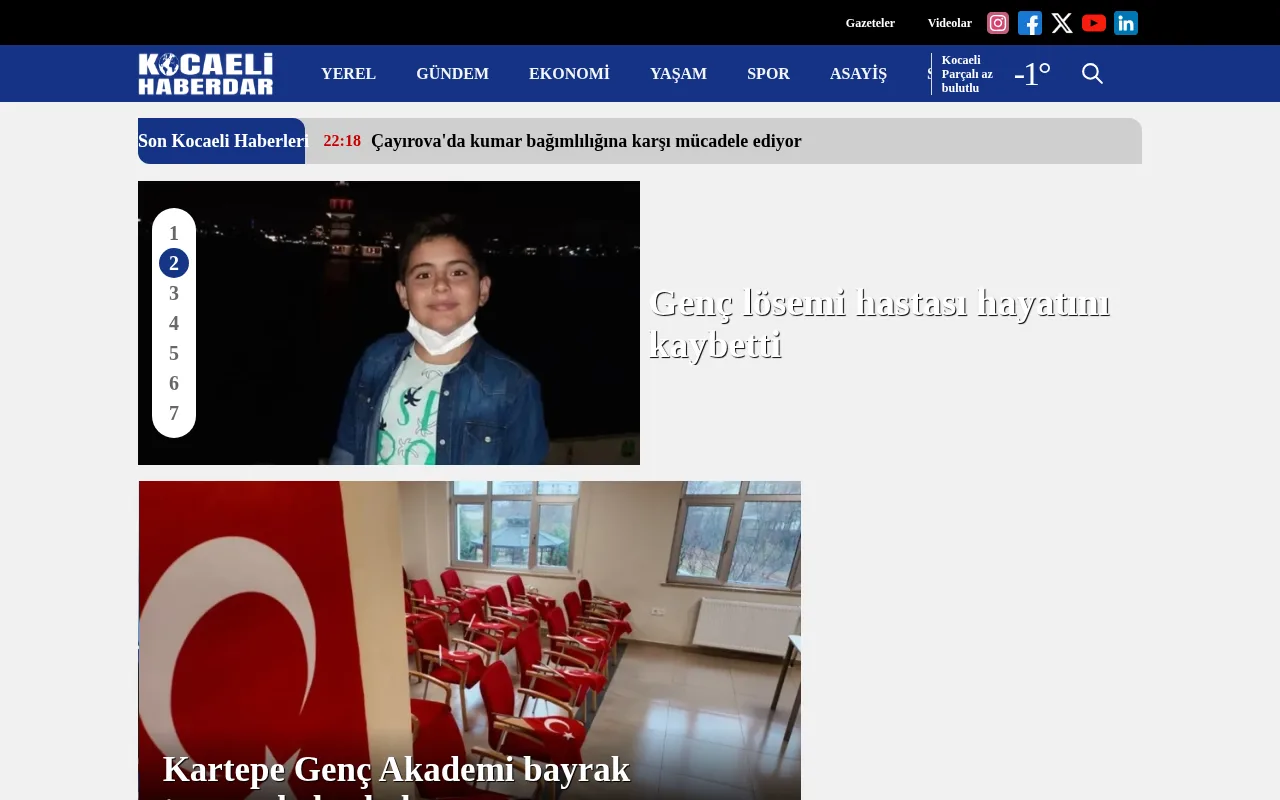 kocaelihaberdar.com.tr web sitesi ekran görüntüsü - Haber - DA 44