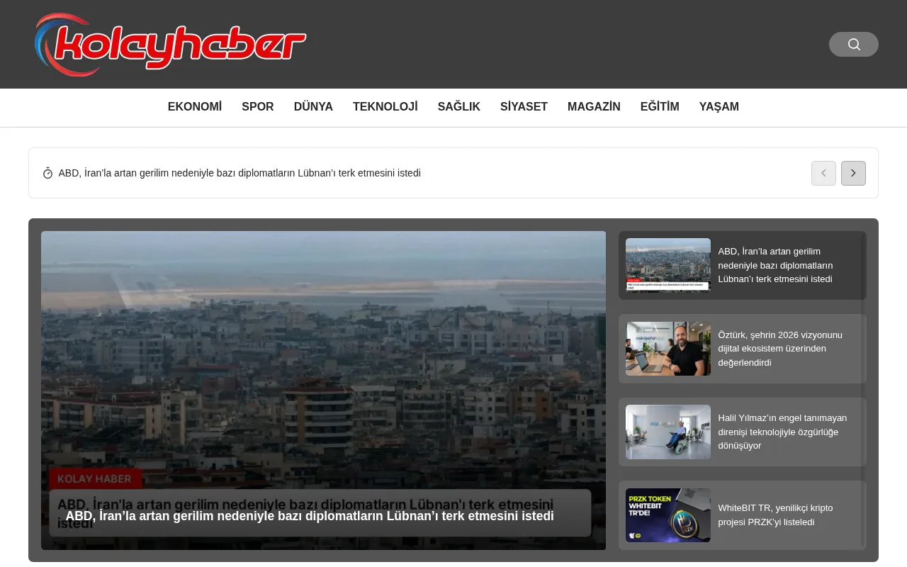 kolayhaber.net web sitesi ekran görüntüsü - Haber - DA 28