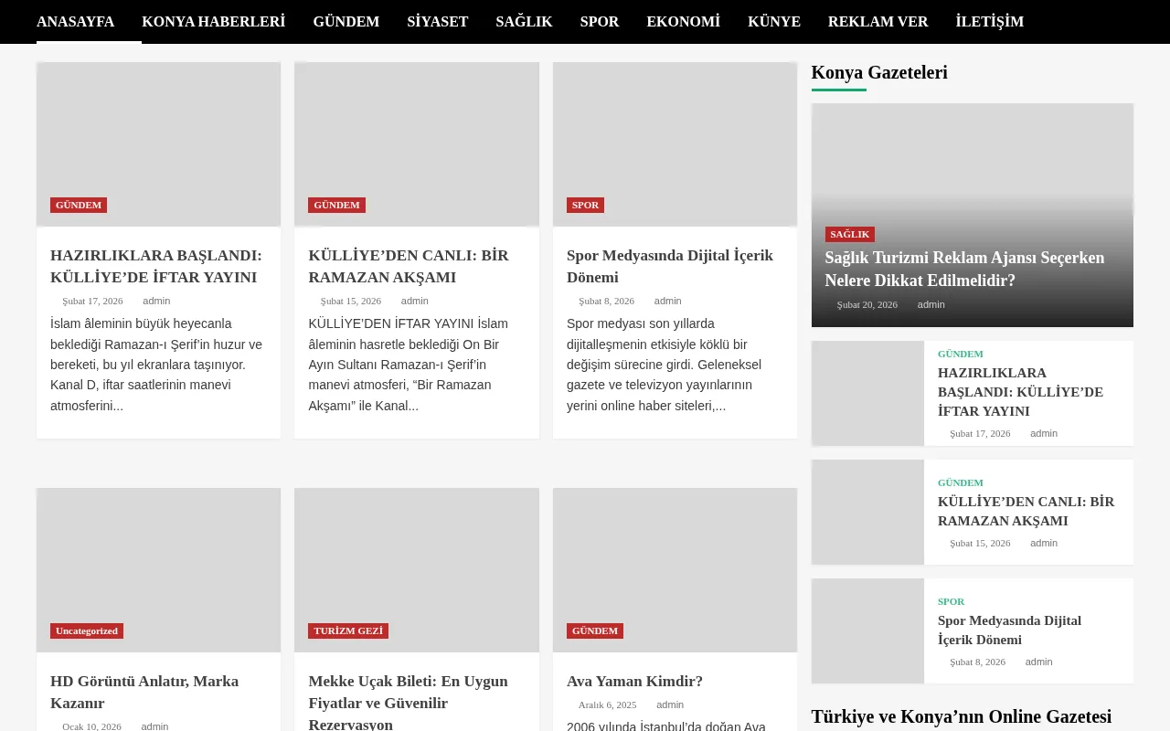 konyagazeteleri.com.tr web sitesi ekran görüntüsü - Haber - DA 8
