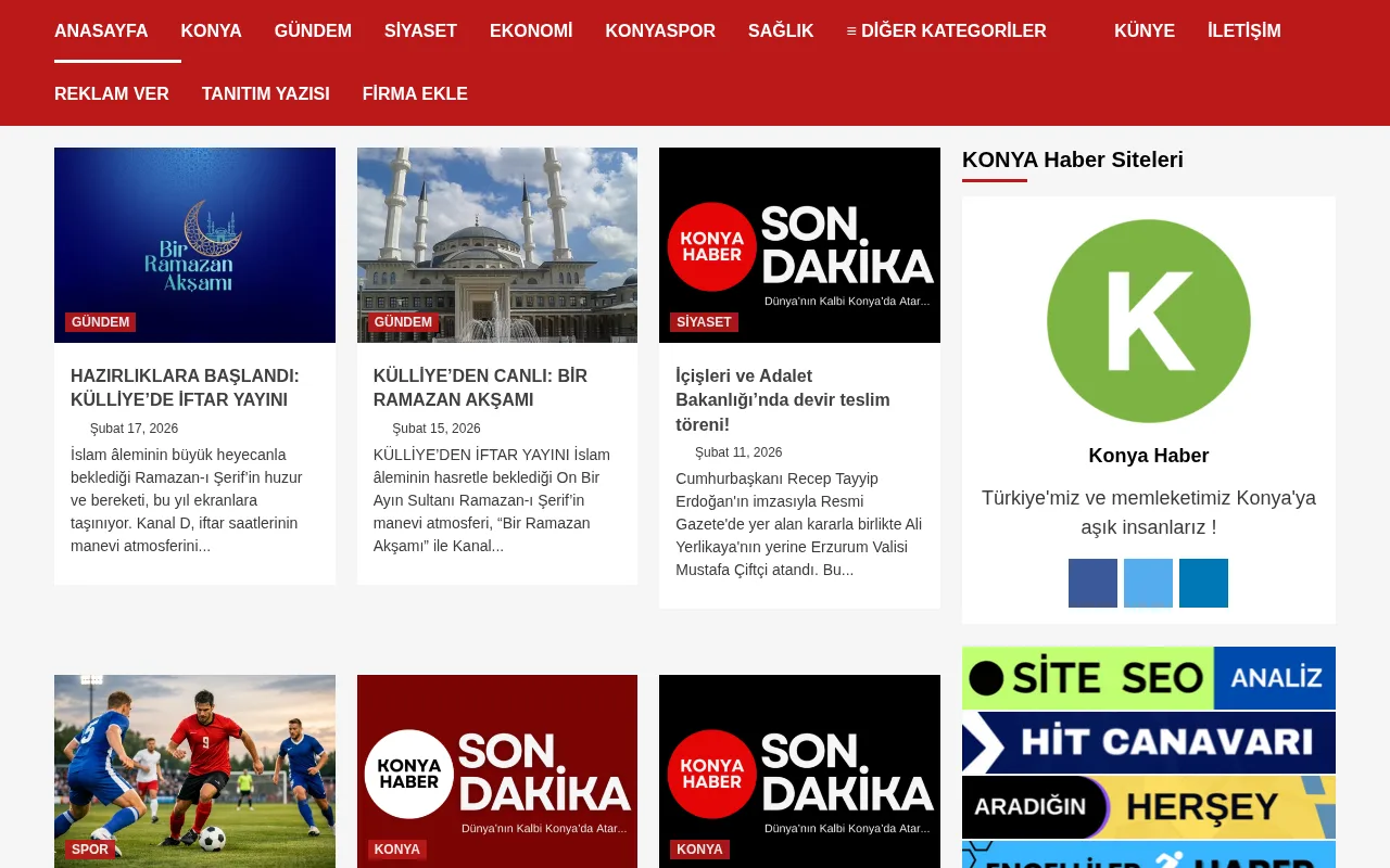 konyahabersiteleri.com web sitesi ekran görüntüsü - Haber - DA 11