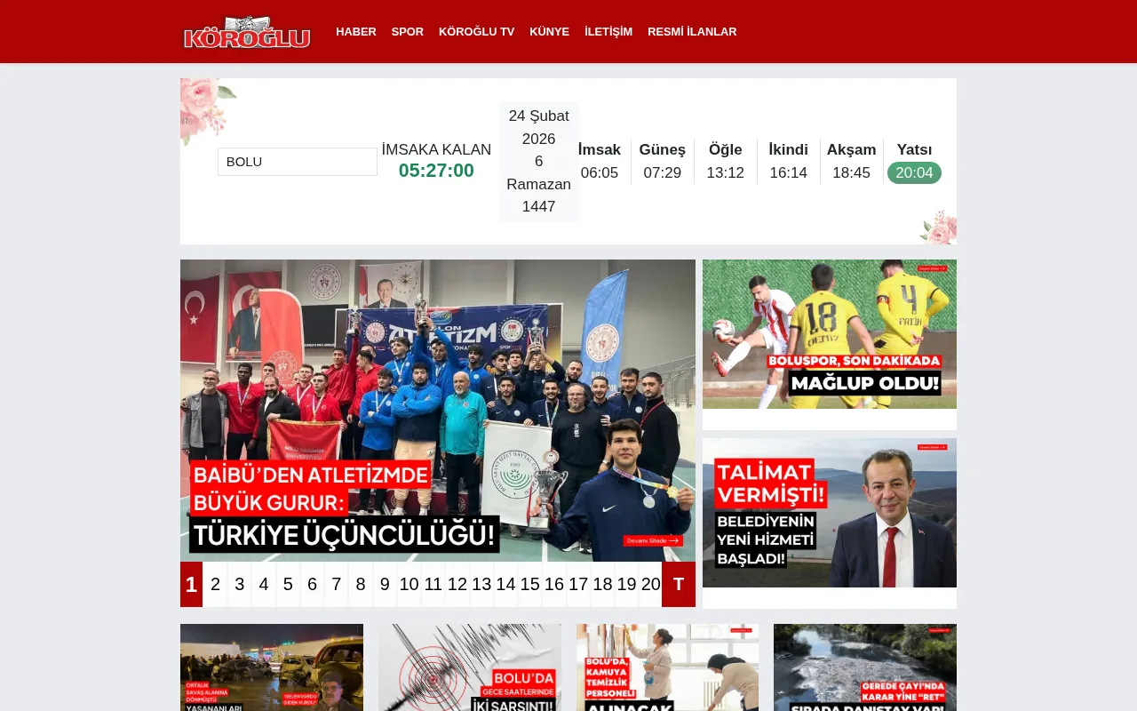 koroglugazetesi.com web sitesi ekran görüntüsü - Haber - DA 29
