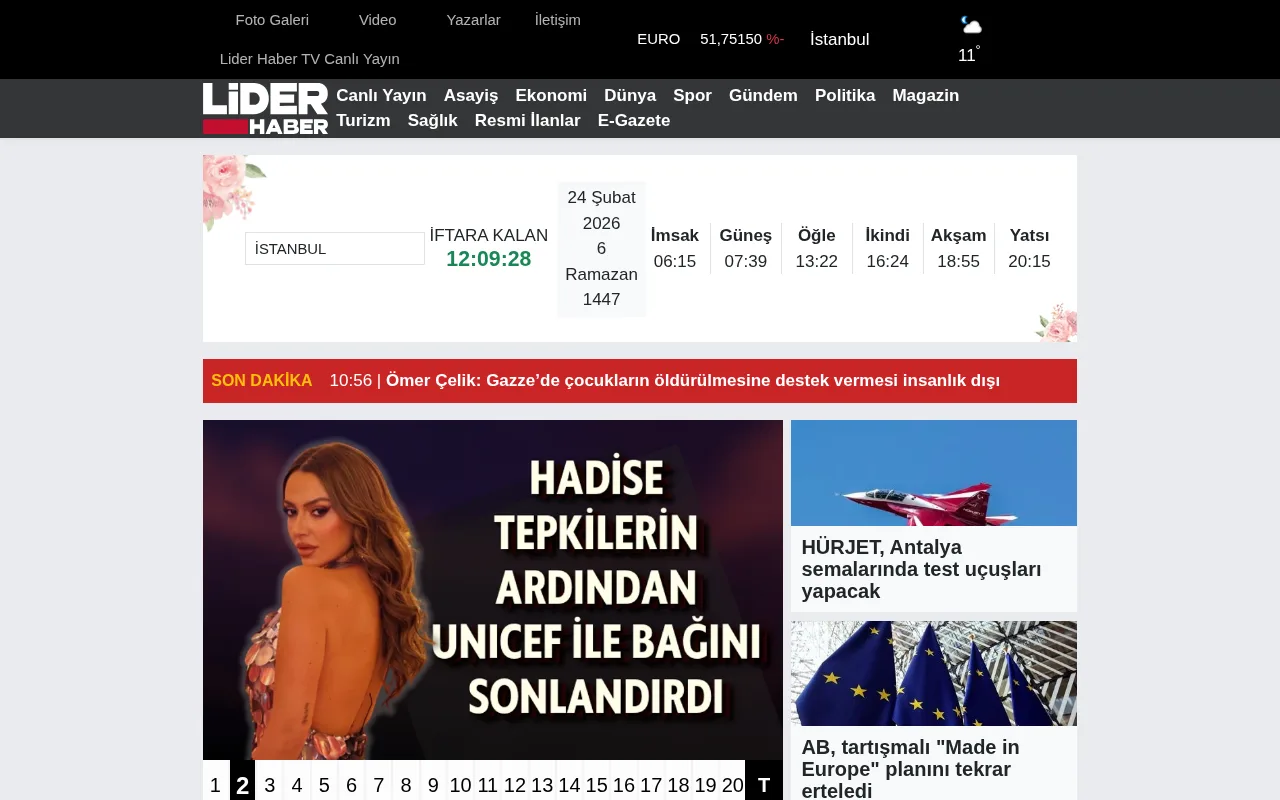 liderhaber.com.tr web sitesi ekran görüntüsü - Haber