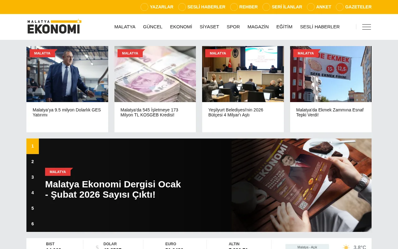 malatyaekonomi.com web sitesi ekran görüntüsü - Ekonomi
