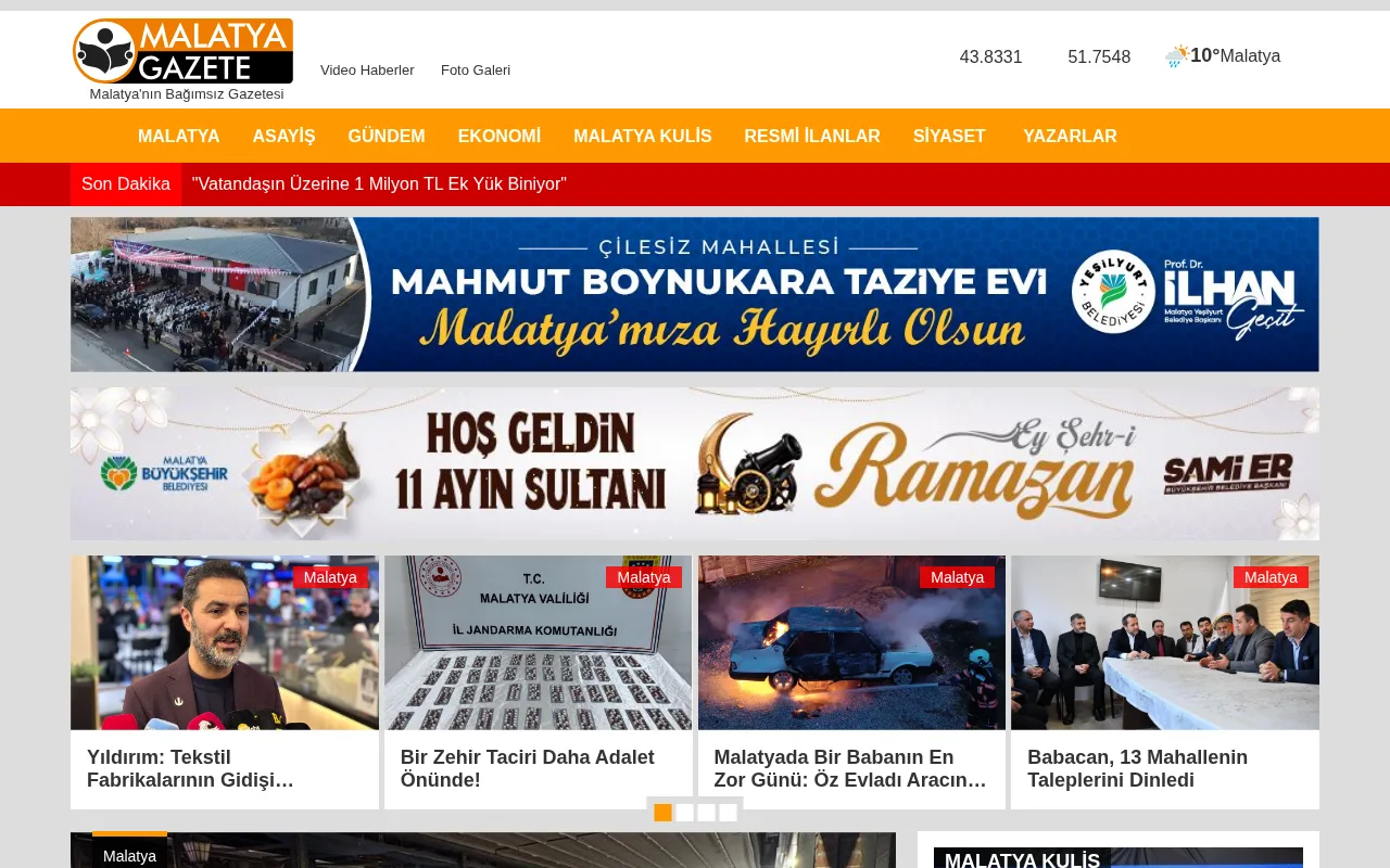 malatyagazete.com web sitesi ekran görüntüsü - Haber