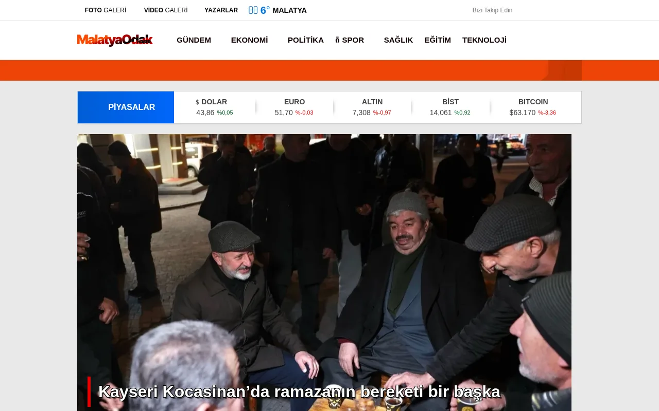 malatyaodakhaber.com web sitesi ekran görüntüsü - Haber