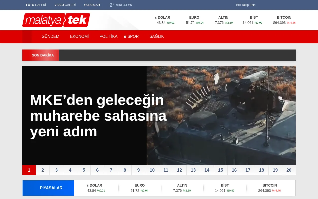 malatyatekhaber.com web sitesi ekran görüntüsü - Haber - DA 22