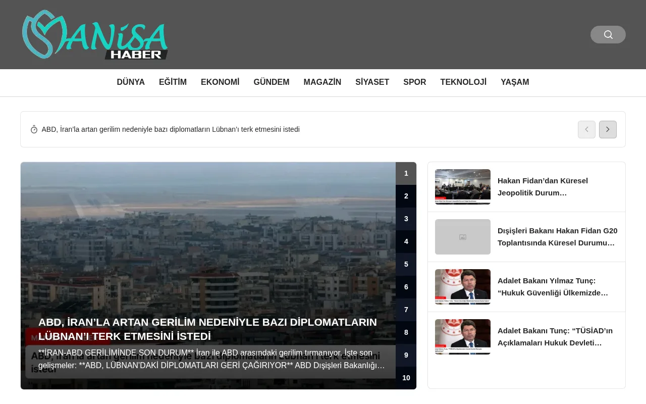 manisadahaber.com web sitesi ekran görüntüsü - Haber - DA 19