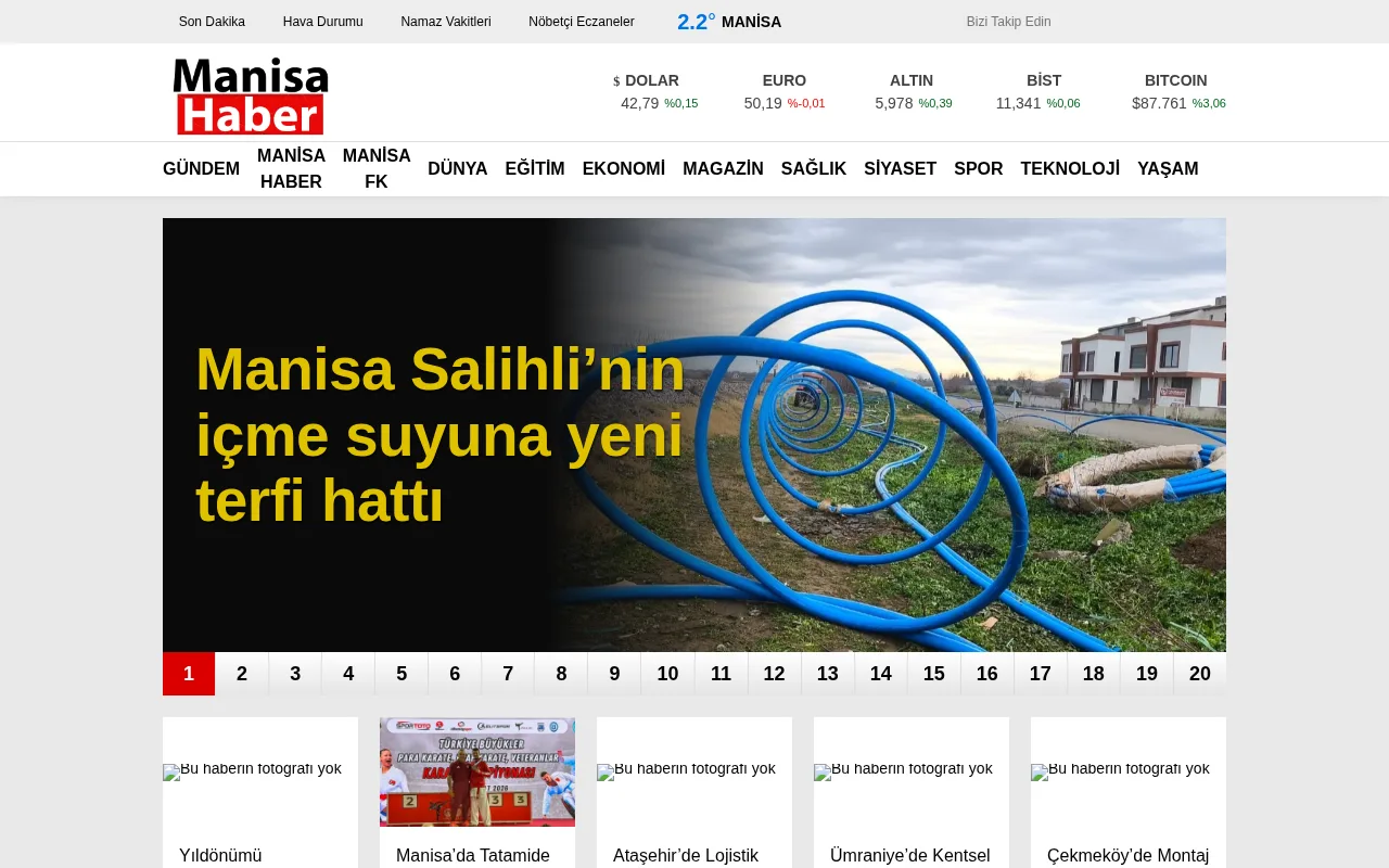 manisahaber.net web sitesi ekran görüntüsü - Haber - DA 20