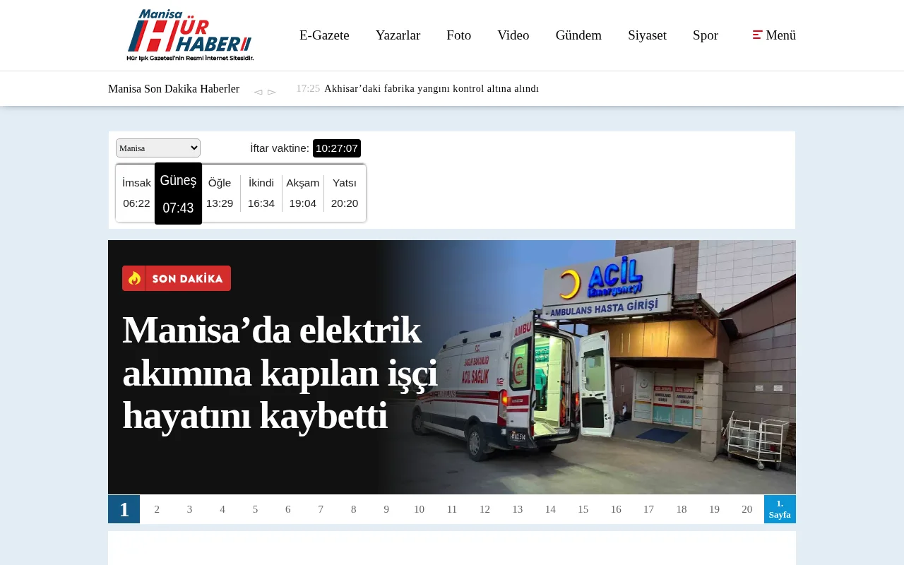 manisahurhaber.com web sitesi ekran görüntüsü - Haber