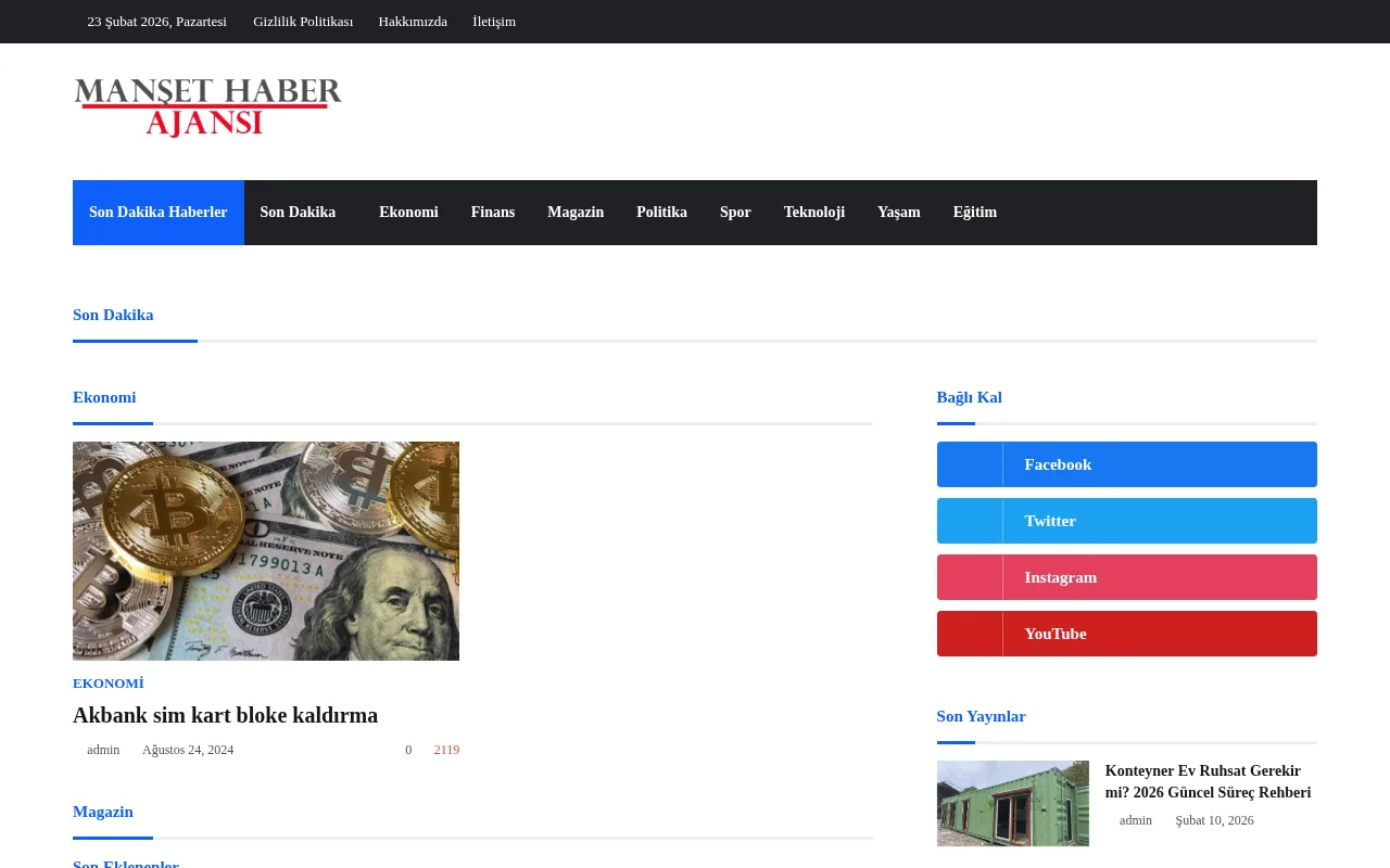 mansethaberajansi.com web sitesi ekran görüntüsü - Haber - DA 31