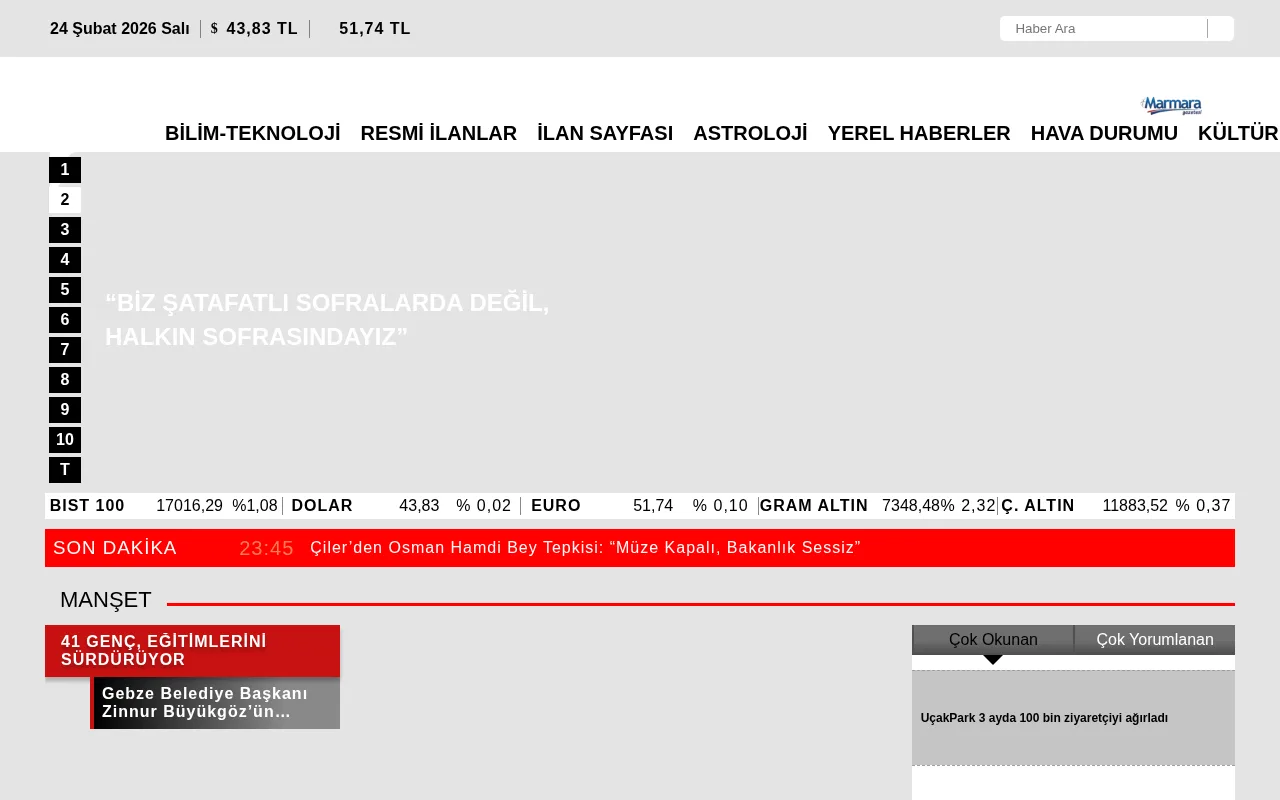 marmaragazetesi.com web sitesi ekran görüntüsü - Haber - DA 16