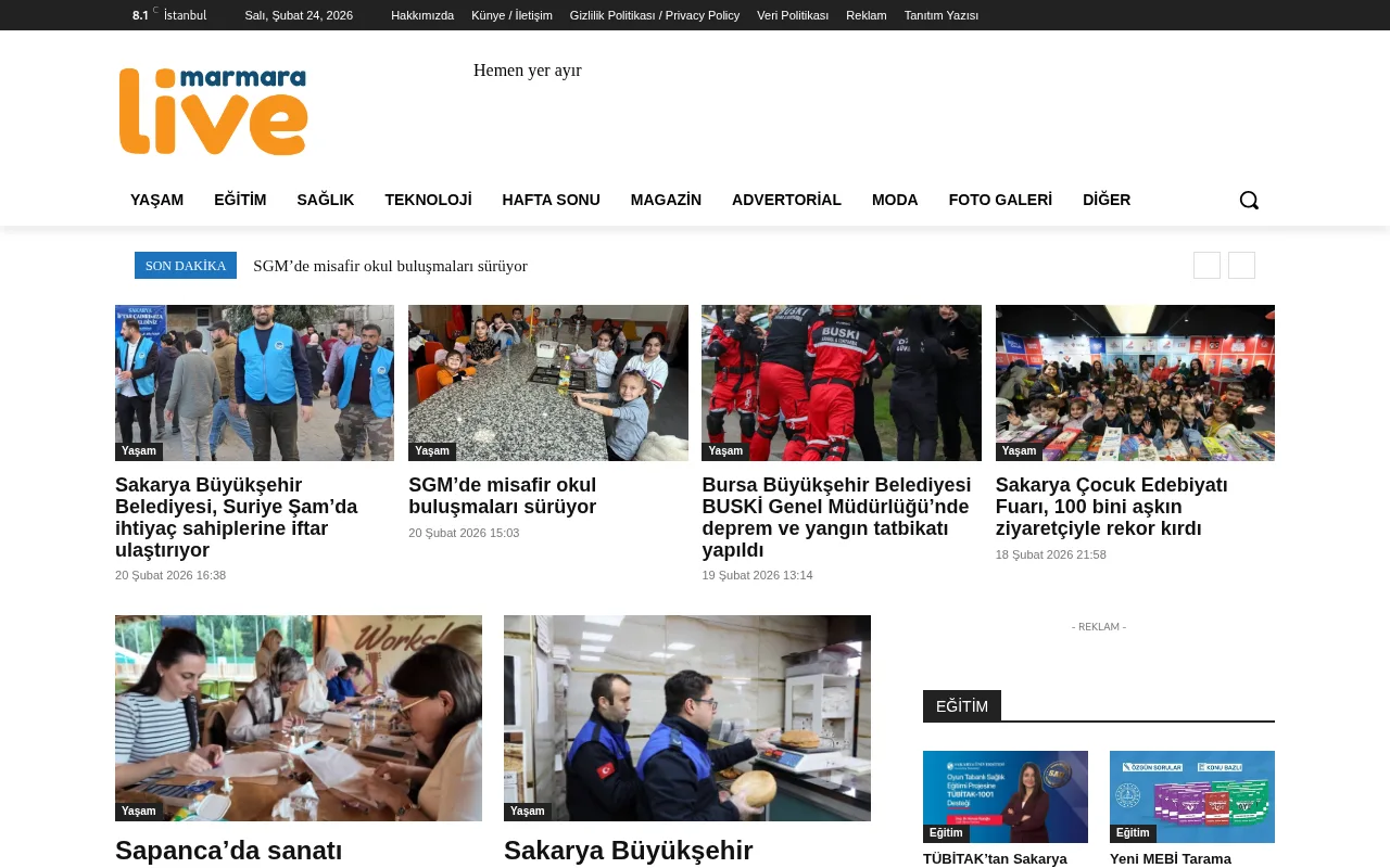 marmaralive.com web sitesi ekran görüntüsü - DA 25