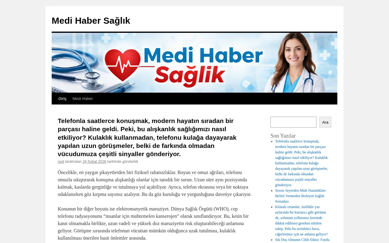 medihabersaglik.com.tr web sitesi ekran görüntüsü - Haber
