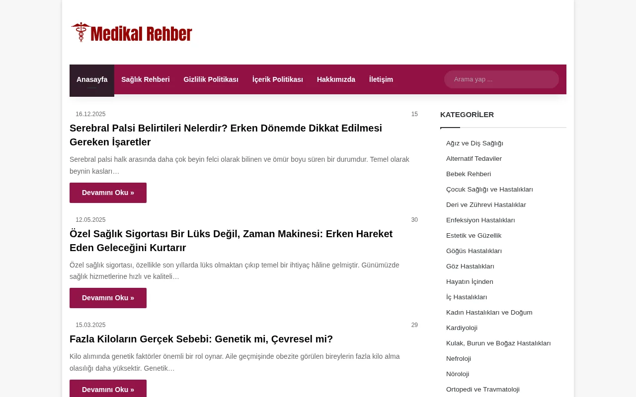 medikalrehber.com web sitesi ekran görüntüsü - Sağlık - DA 9