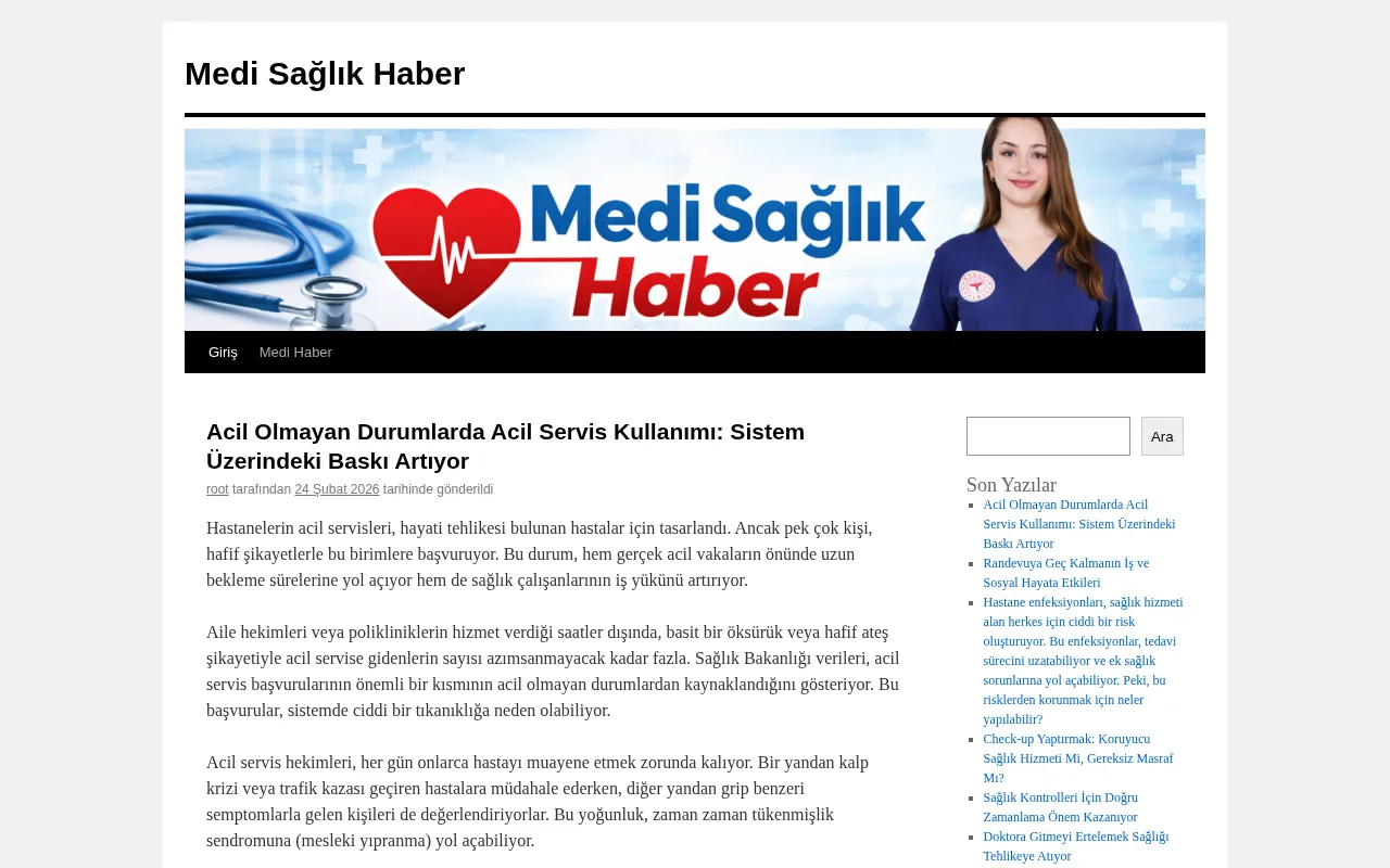 medisaglikhaber.com.tr web sitesi ekran görüntüsü - Haber