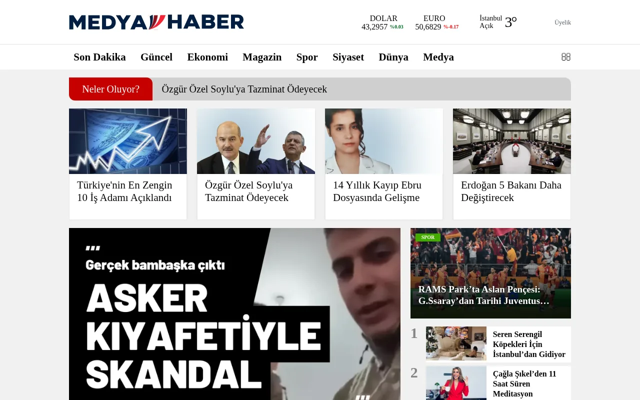 medyahaber.com web sitesi ekran görüntüsü - Haber - DA 35