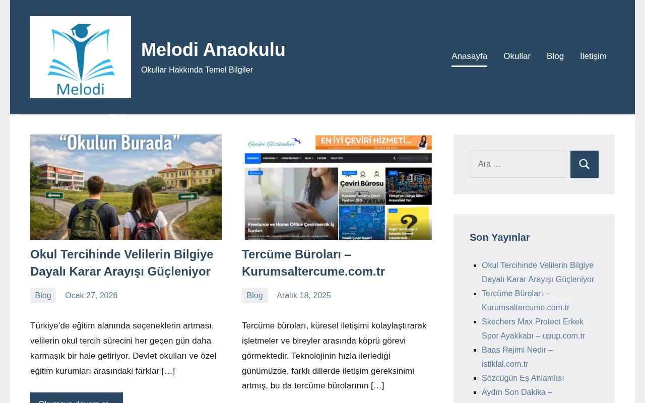 melodianaokulu.com.tr web sitesi ekran görüntüsü - Eğitim