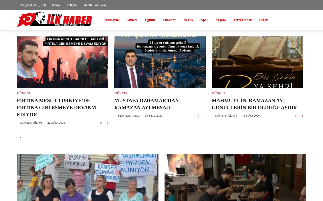 mersinilkhaber.com web sitesi ekran görüntüsü - Haber - DA 27