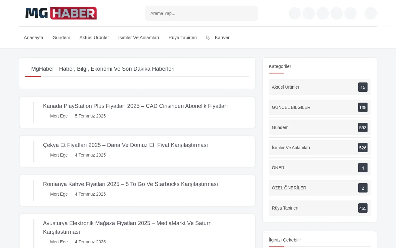 mghaber.com.tr web sitesi ekran görüntüsü - Haber - DA 31