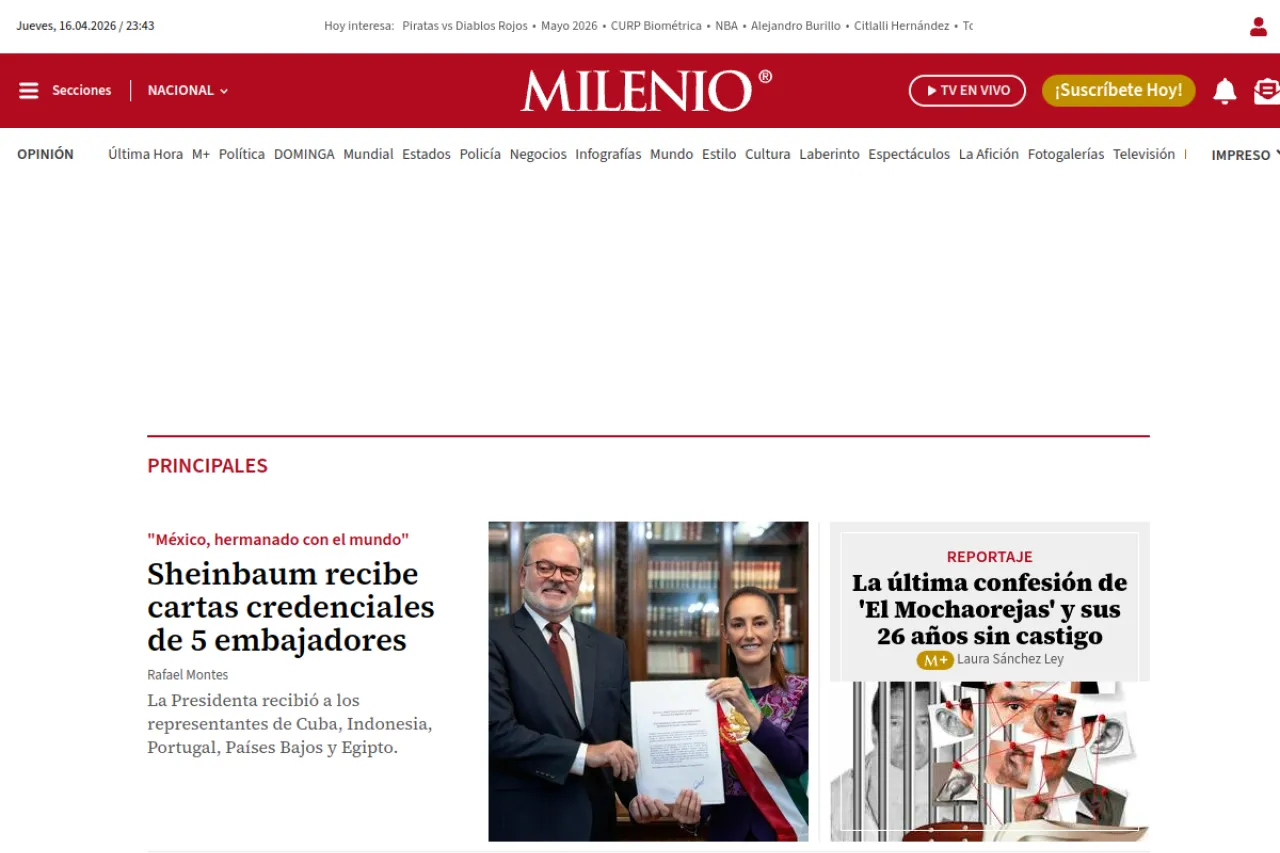 milenio.com web sitesi ekran görüntüsü - Teknoloji - DA 92