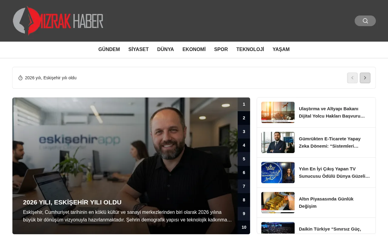 mizrakhaber.com web sitesi ekran görüntüsü - Haber - DA 21