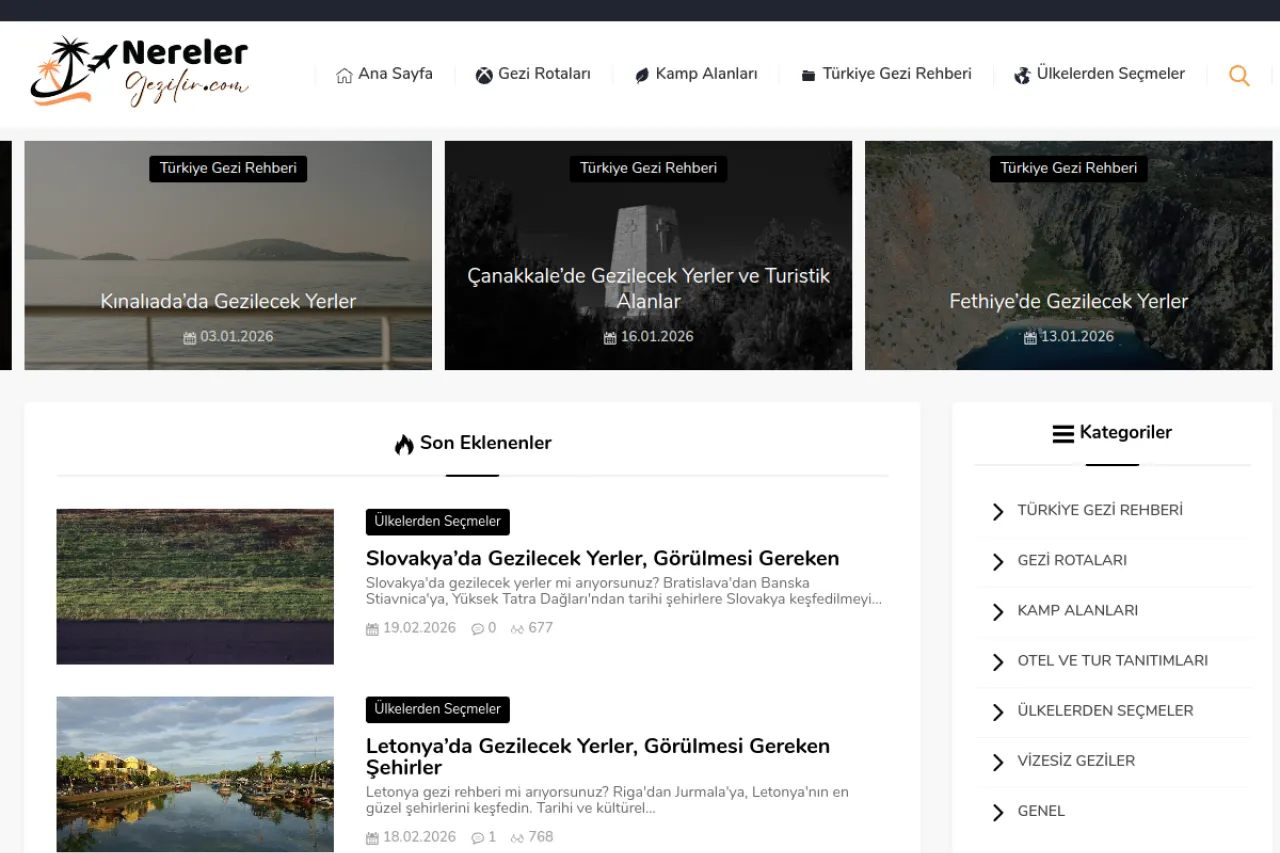 nerelergezilir.com web sitesi ekran görüntüsü - Seyahat - DA 55