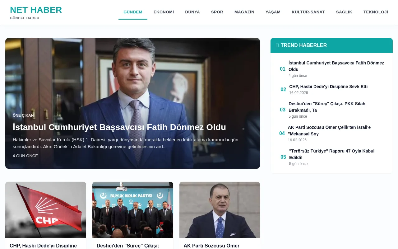 net-haber.com.tr web sitesi ekran görüntüsü - Haber - DA 22