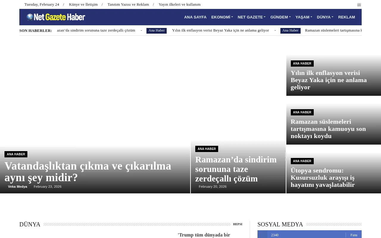 www.netgazetehaber.com web sitesi ekran görüntüsü