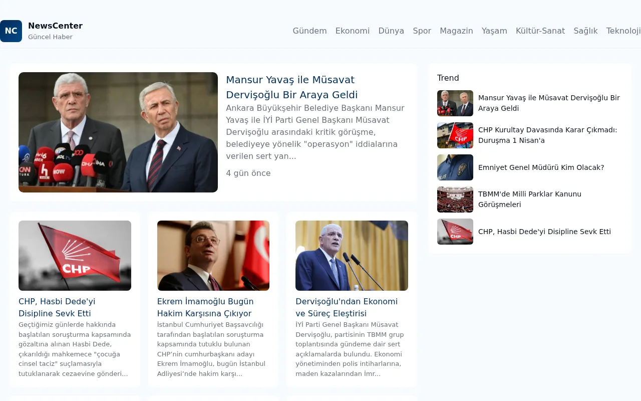 newscenter.com.tr web sitesi ekran görüntüsü - Haber - DA 21