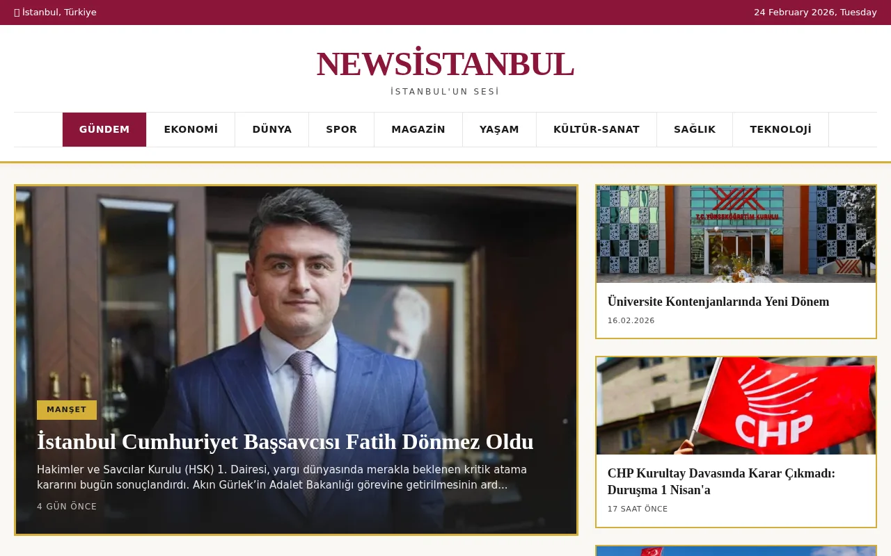 newsistanbul.com.tr web sitesi ekran görüntüsü - Haber - DA 22