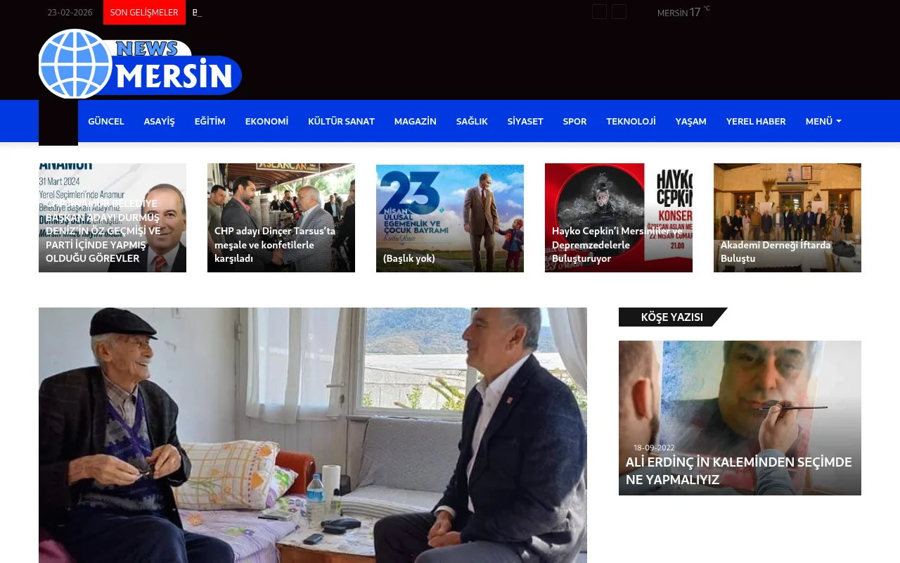 newsmersin.com web sitesi ekran görüntüsü - Haber - DA 23