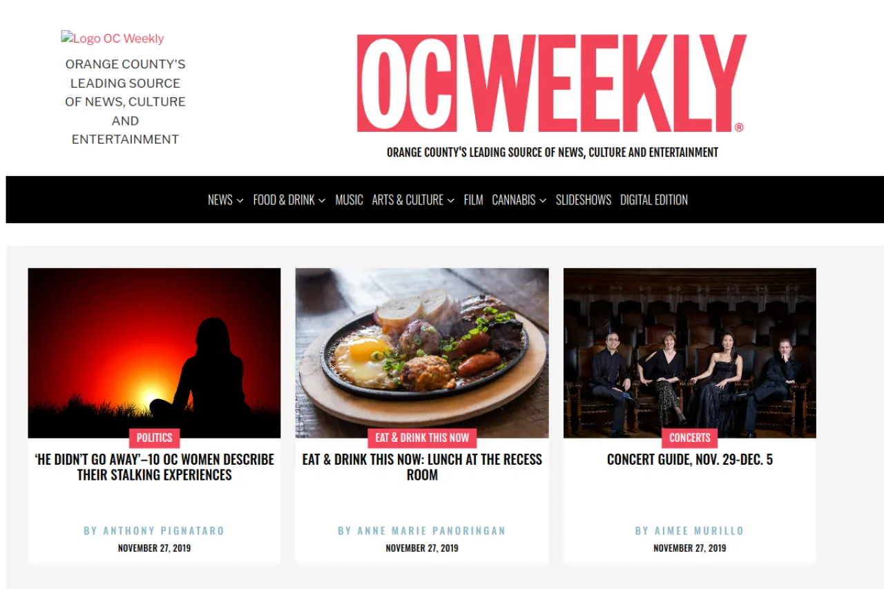 ocweekly.com web sitesi ekran görüntüsü - Teknoloji - DA 75