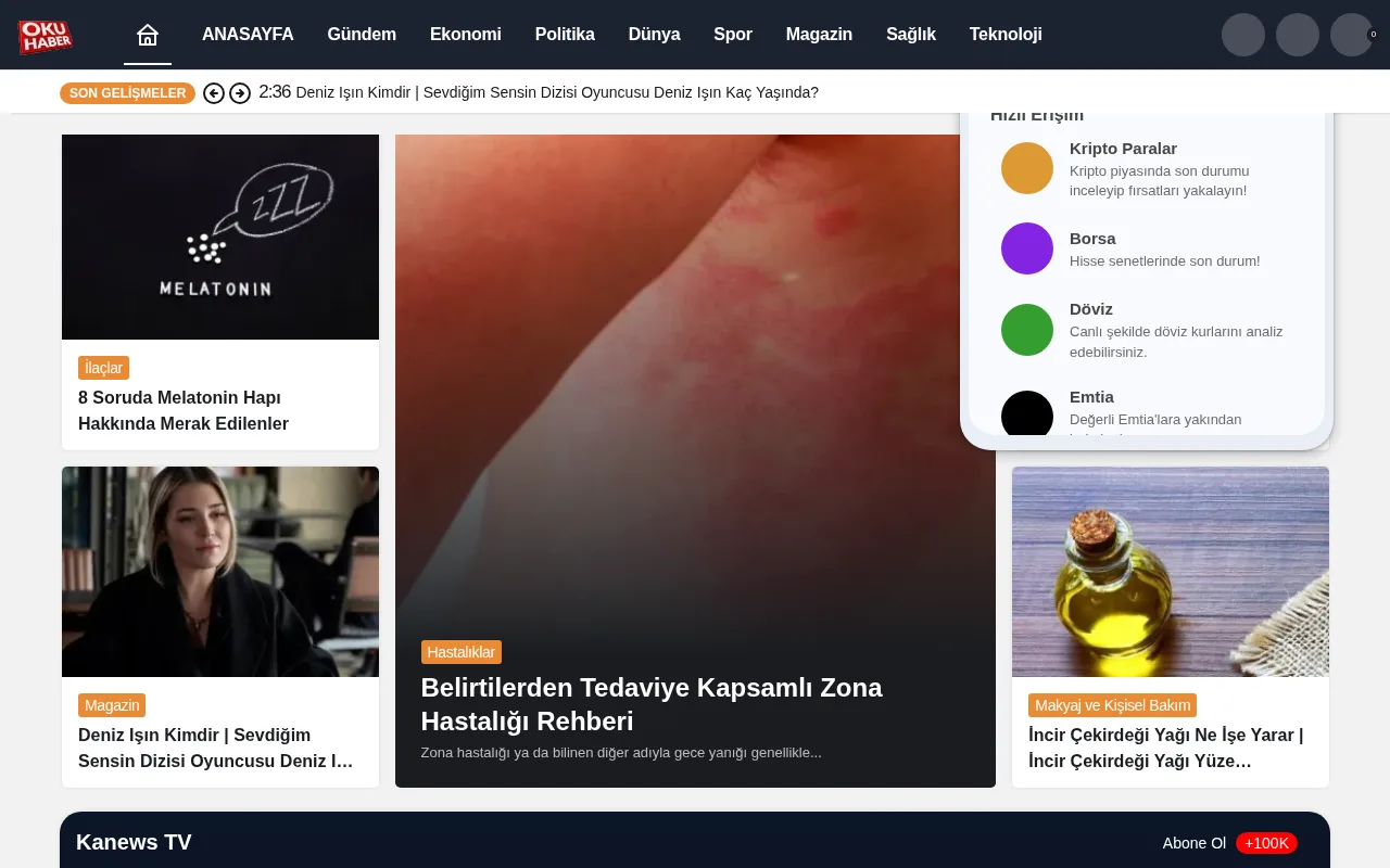okuhaber.com web sitesi ekran görüntüsü - Haber - DA 58