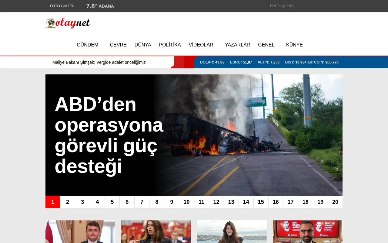Olay Net web sitesi ekran görüntüsü - Haber