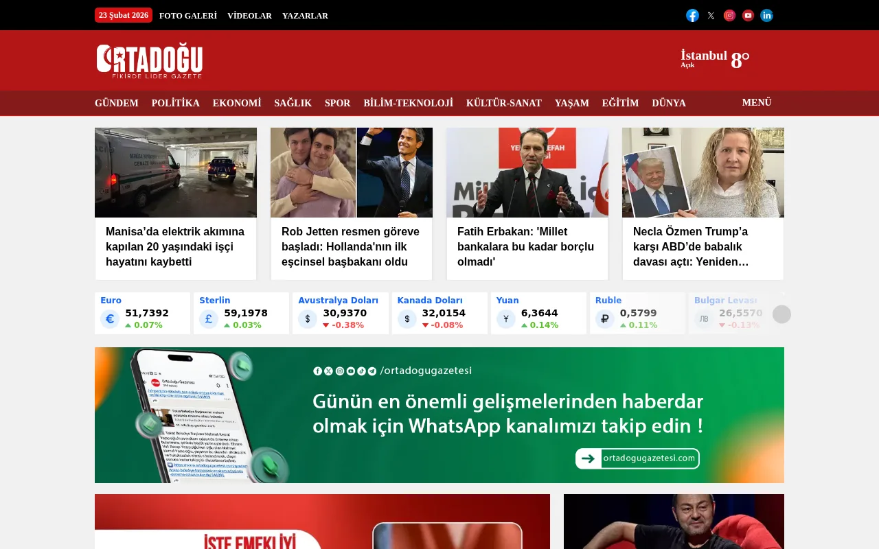 ortadogugazetesi.com web sitesi ekran görüntüsü - Haber - DA 41