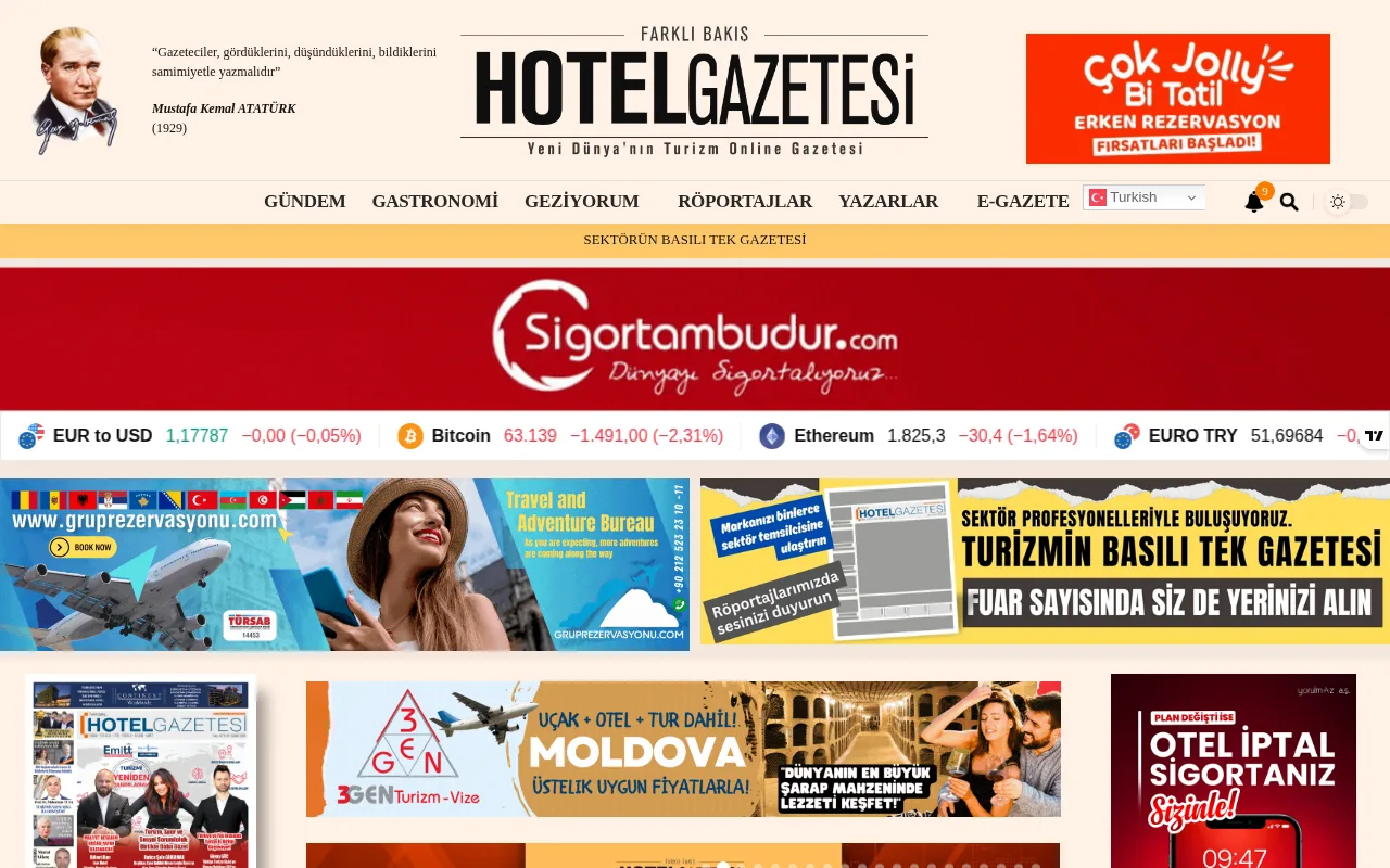 otelgazetesi.com web sitesi ekran görüntüsü - Haber