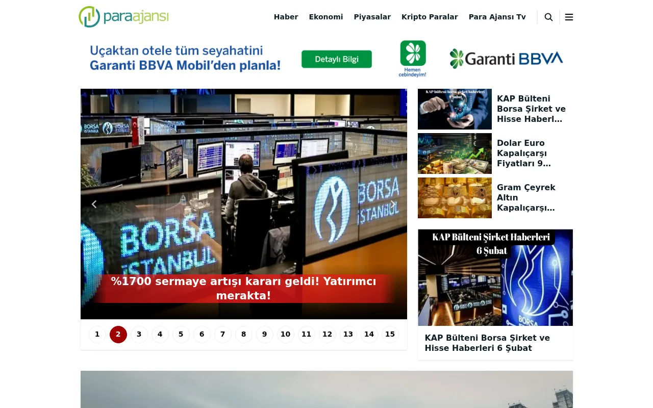 paraajansi.com.tr web sitesi ekran görüntüsü - Ekonomi - DA 21