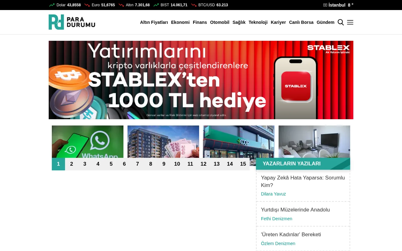 paradurumu.com web sitesi ekran görüntüsü - Ekonomi