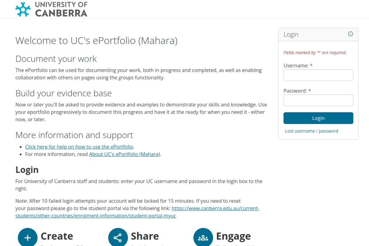 portfolio.canberra.edu.au web sitesi ekran görüntüsü - Teknoloji - DA 70