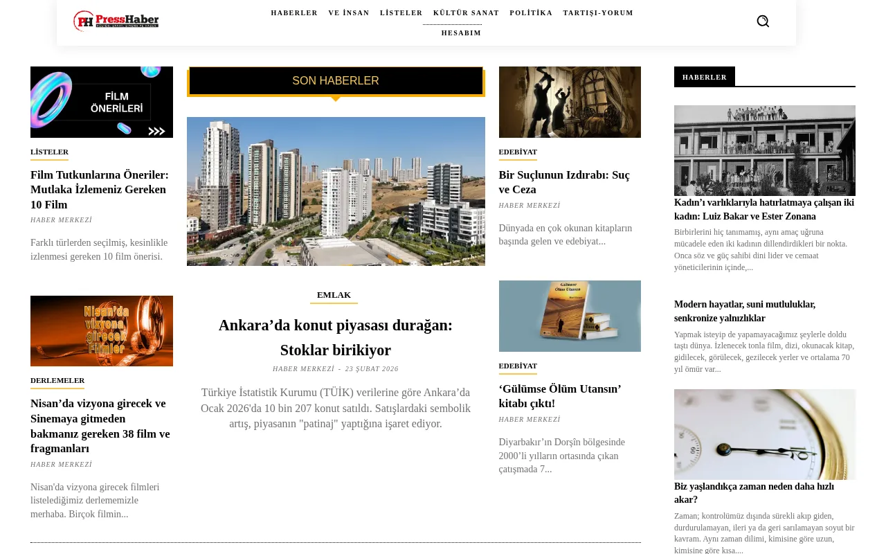 presshaber.com web sitesi ekran görüntüsü - Haber - DA 34