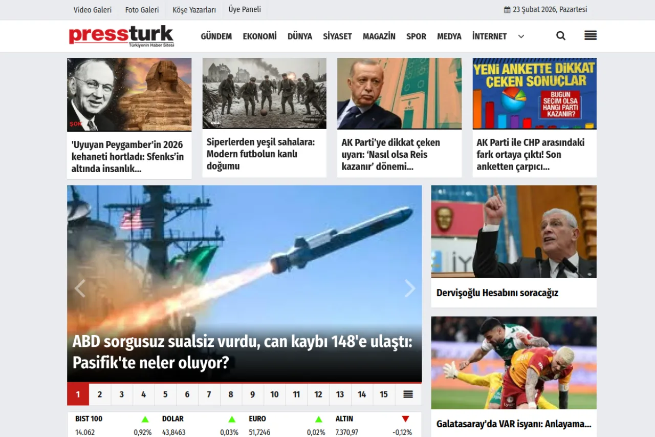 pressturk.com web sitesi ekran görüntüsü - Haber - DA 21