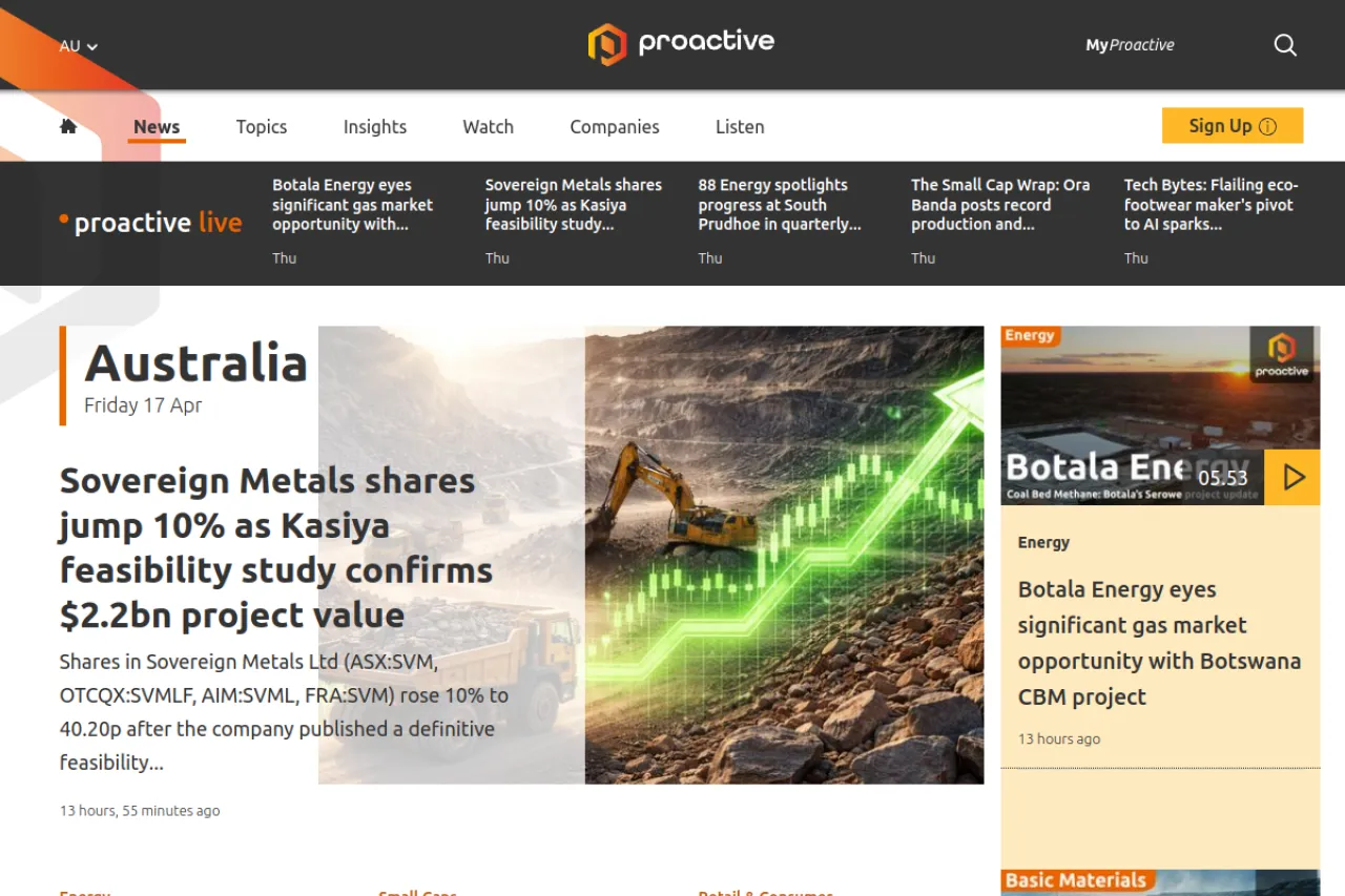 proactiveinvestors.com.au web sitesi ekran görüntüsü - Teknoloji - DA 71