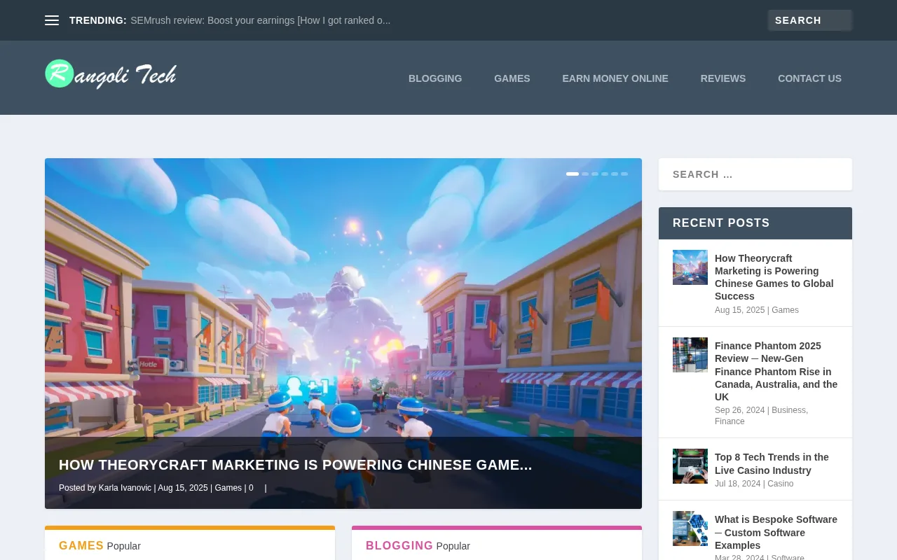 rangolitech.com web sitesi ekran görüntüsü - Teknoloji