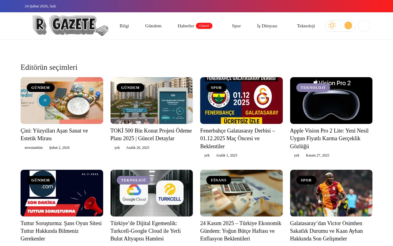 rgazete.com web sitesi ekran görüntüsü - Haber