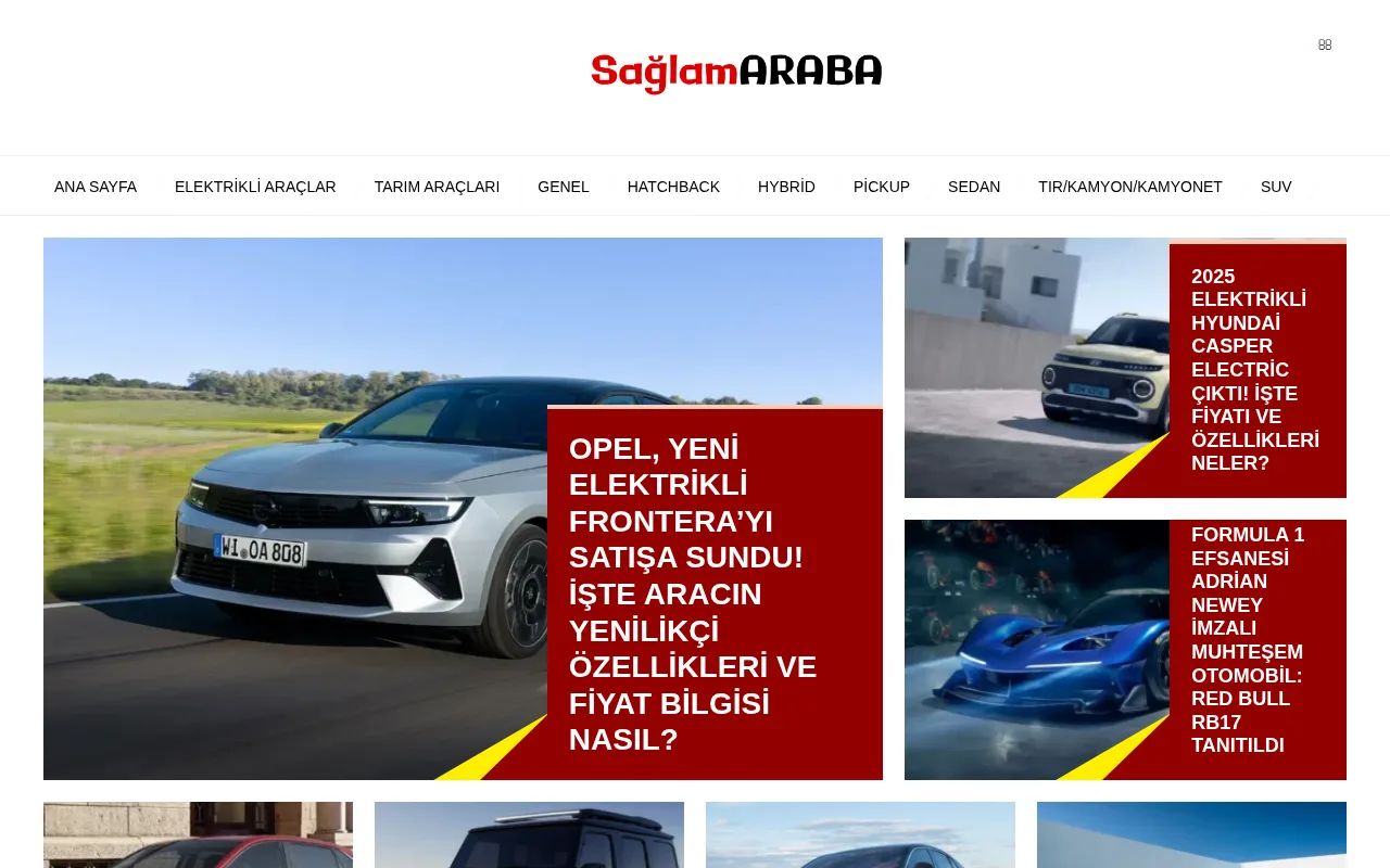 saglamaraba.com web sitesi ekran görüntüsü - Otomotiv - DA 21