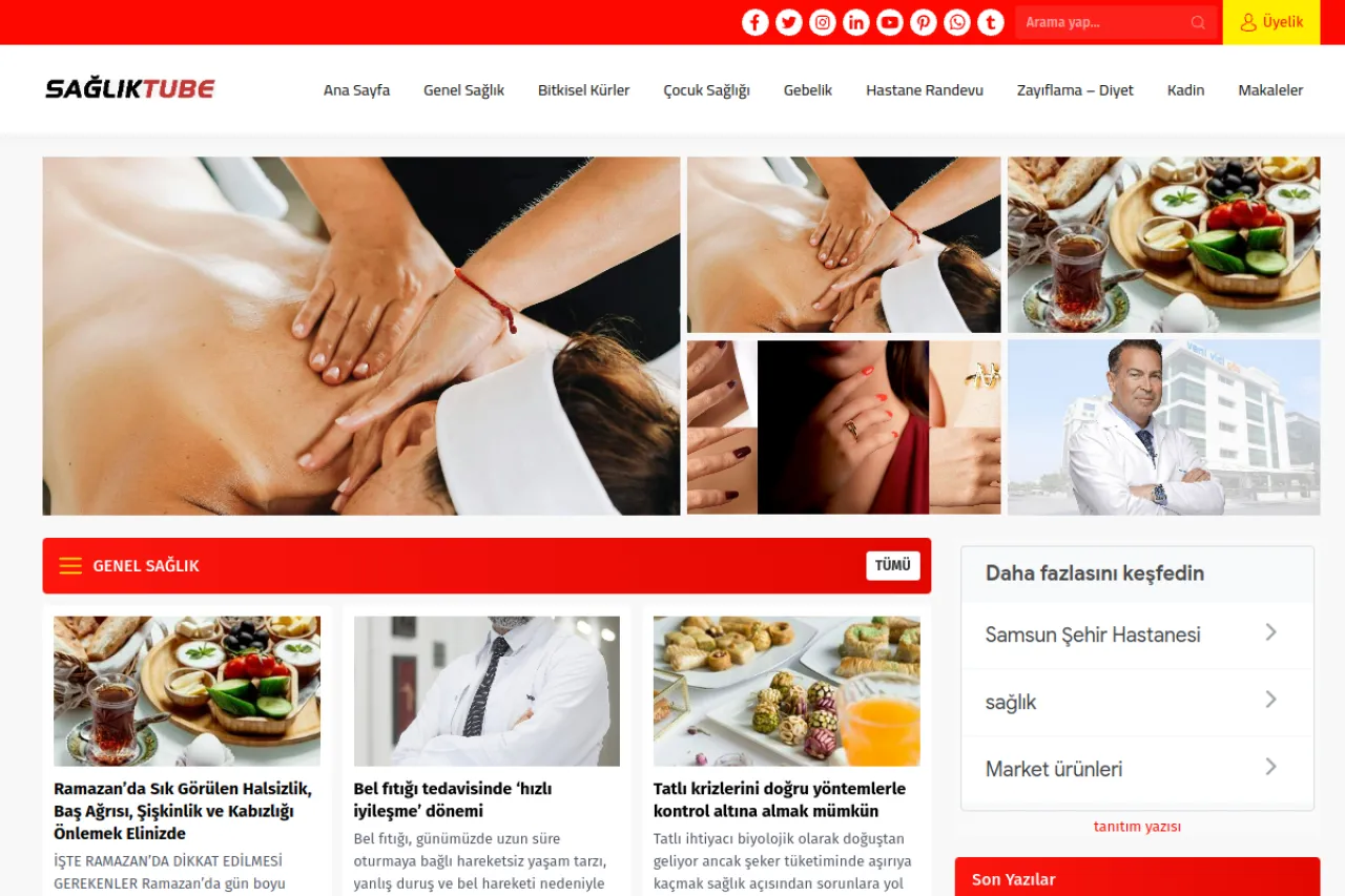 Sağlık tuve web sitesi ekran görüntüsü - DA 30