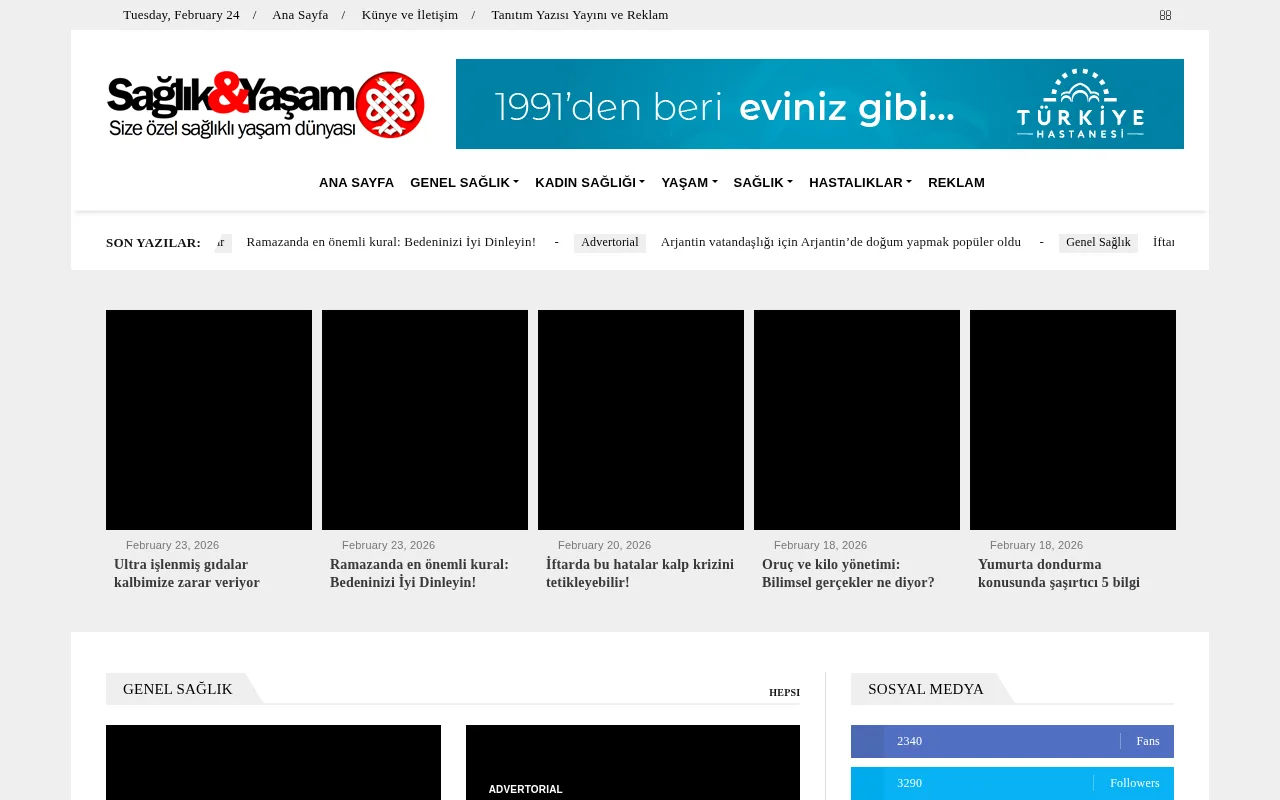 saglikveyasamsitesi.com web sitesi ekran görüntüsü - Sağlık - DA 24