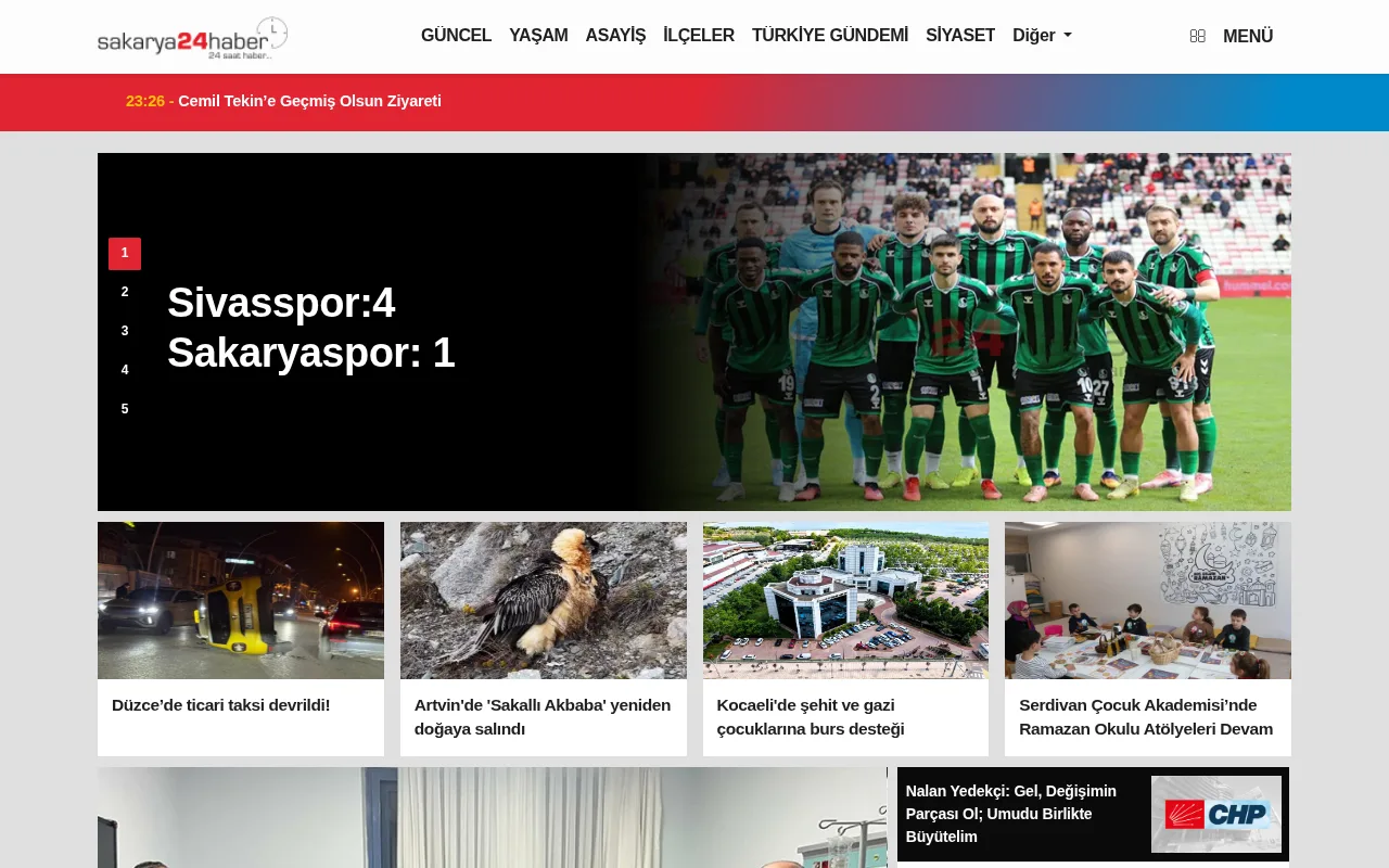 sakarya24haber.com web sitesi ekran görüntüsü - Haber - DA 14